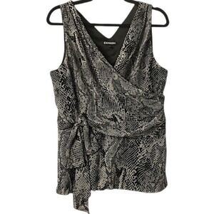 Snakeskin Print Sleeveless‎ Top L Wrap Coquette Soft Goth Urban Festival Party